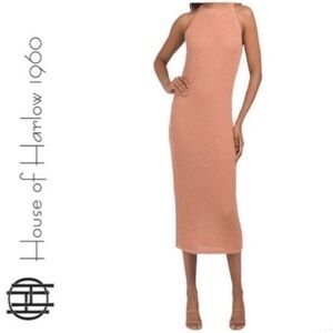 House of Harlow 1960 Burnt Sienna Tan Knit Tank Midi Dress